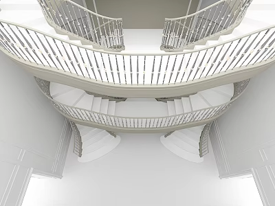 Elegant Modern Interior Staircase Design With Curved Railings And White Steps 3d model