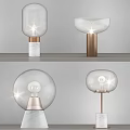 Stylish Modern Table Lamps With Transparent Glass Shades And Marble Metal Bases