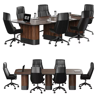 Modern conference table and chair combination 3d model