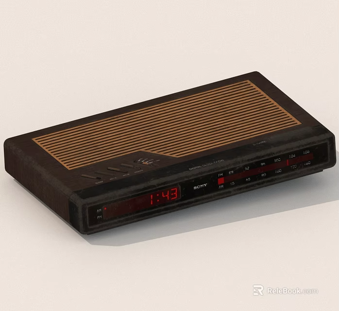 Vintage Radio Alarm Clock With Digital Time Display And AM FM Tuner 3d model 