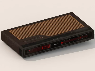 Vintage Radio Alarm Clock With Digital Time Display And AM FM Tuner 3d model