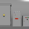 Industrial Control Cabinets With Warning Signs Control Panels And Indicator Lights