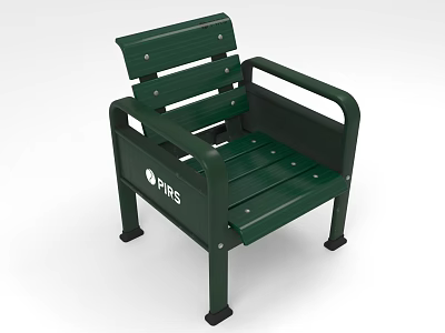 Green Wooden Chair With Metal Frame Armrests Black Legs And FRS Logo 3d model