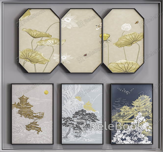 New Chinese Plant Painting Decorative Painting model