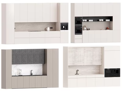 Modern Elegant Sideboard Design For Kitchen With White Gray Cabinets And Marble Countertop 3d model