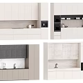 Modern Elegant Sideboard Design For Kitchen With White Gray Cabinets And Marble Countertop