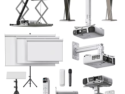 Projection Monitoring System With Ceiling Wall Mounts Projectors And Remote Controls 3d model
