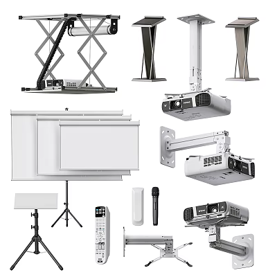 Projection Monitoring System With Ceiling Wall Mounts Projectors And Remote Controls 3d model