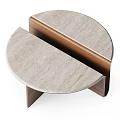 Modern Walnut Coffee Table With Oval Top And Split Wooden Base Design 3d model