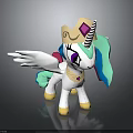 White Winged Pony Character With Colorful Mane Crown And Purple Eyes