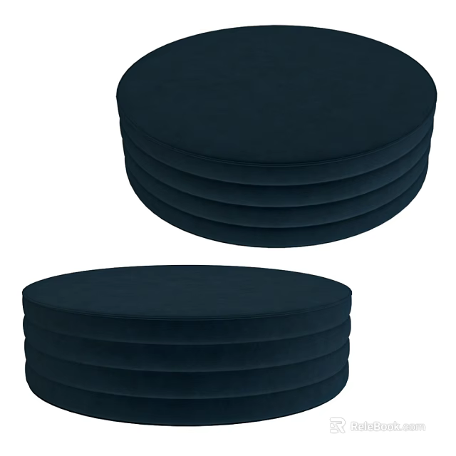 Dark Blue Round Velvet Stackable Stools With Modern Design For Home Interior 3d model 