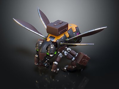 modern machine insect mechanical insect armored insect machine firefly 3d model