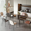 Modern Dining Table and Chairs Set with Black Tabletop Metal Legs Multicolor Chairs in Kitchen