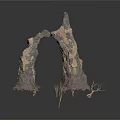 Natural Rock Arch Structure For Landscape Scene With Weathered Stone And Small Grasses