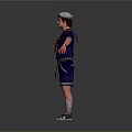 3D Character Outfit With Blue Uniform Red Scarf White Hat Belt Short Pants Socks And Shoes