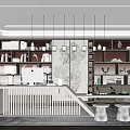 Elegant Modern Study Room Interior With Bookshelves Writing Desk Computer And Pendant Lights