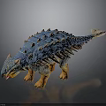 Realistic Blue Orange Spiked Dinosaur Model With Ankylosaurus Features And Standing Pose