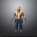 3D Construction Worker Character With Yellow Hard Hat Orange Safety Vest And Tool Belt