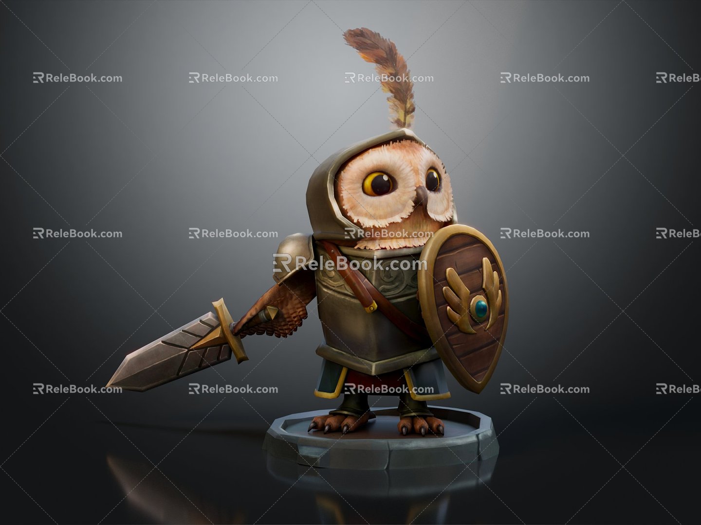 Modern game character owl warrior owl soldier 3d model