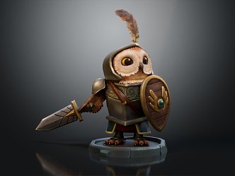 Modern game character owl warrior owl soldier 3d model