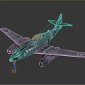 Teal Camouflage Vintage Military Aircraft Model With Detailed Design And Landing Gear