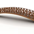 Wooden Arch Bridge With Truss Structure And Wooden Plank Deck Design