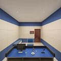 Public Security Mediation Room With Service Counter Information Boards And Office Equipment