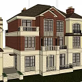 Semi Detached Villa With Red Brick Exterior Cream White Walls And Dark Roof