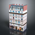 Detailed Multi Storey Building Model Featuring Classic Windows And Ground Floor Storefronts 3d model