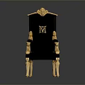 Luxury Black And Gold Single Chair With Carved Golden Details And Letter M