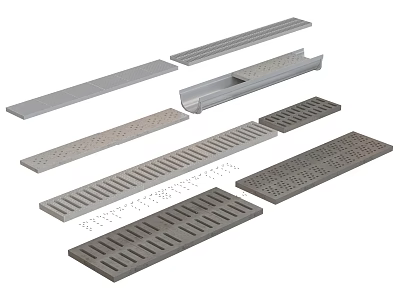 Various Metal Drain Grates For Floor Drainage Systems With Different Designs 3d model