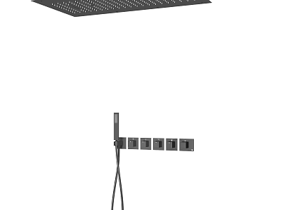 Modern Rainfall Shower System With Overhead Head Handheld Spray And Wall Mounted Control Panel 3d model