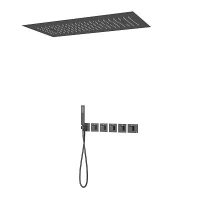Modern Rainfall Shower System With Overhead Head Handheld Spray And Wall Mounted Control Panel 3d model