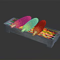 Stainless Steel Corn Roasting Grill With Flaming Cobs On Metal Grate