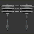 Futuristic Space Station with Dual Circular Modules Connecting Framework Blue Solar Panels and Mechanical Legs