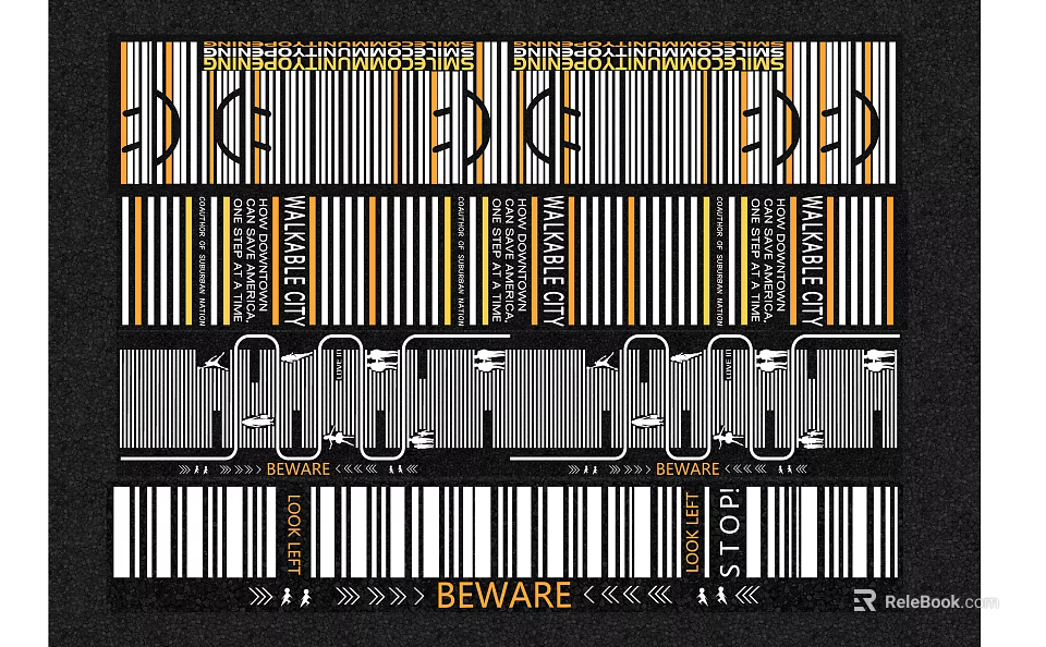 Road Facilities With Beware Signs Speed Limit Markings And Warning Indicators 3d model 