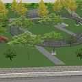 Scenic Park Landscape With Circular Pathways Dense Trees And Lush Greenery 3d model