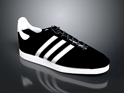 Classic Black Sneakers With White Stripes And White Sole Design 3d model