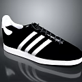 Classic Black Sneakers With White Stripes And White Sole Design