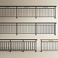 Variety of Metal Railings Featuring Decorative Patterns And Wooden Top Details