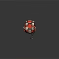 Unique Red Distressed Helmet Design With Decorative Spikes And Inner Structure