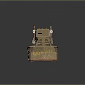 Vintage Tracked Military Vehicle With Khaki Bulldozer Blade Headlights And Top Structure