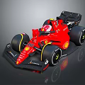 Red Ferrari Formula 1 Car With Shell Logo Number 16 And Black Rear Wing