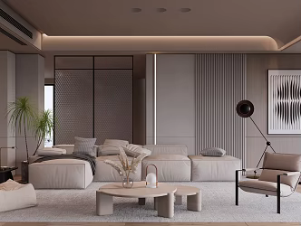 Modern Living Room Living Room Sofa Coffee Table Placement Combination 3d model