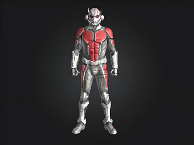 Red And Silver Armored Superhero Suit With Sci Fi Design And Detailed Armor 3d model
