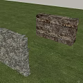 Natural Stone Garden Wall Design With Different Textures And Grassy Background 3d model