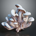 White Mushroom Cluster Sculpture With Multiple Caps And Stems Design 3d model