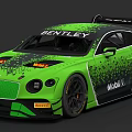 Green Bentley Race Car With Rear Wing Mobil 1 And Pirelli Logos