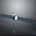 Satellite Communication Equipment with Extended Solar Panels Central Antenna Dish and Structure for Space Missions