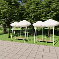 Outdoor Cloud Shaped Playground Swing Set With White Canopy And Wooden Seats In Grass Field